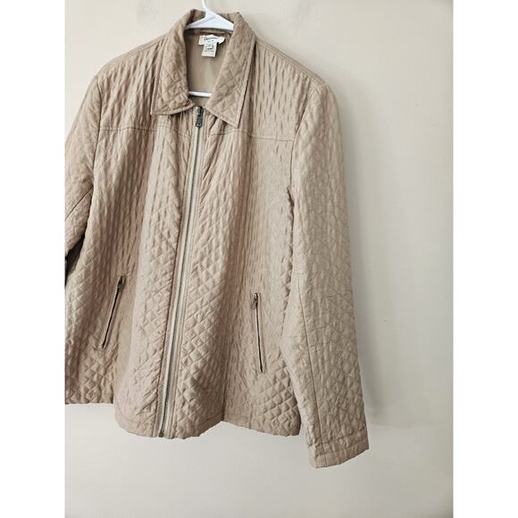 Dorman Womens Large Silk Quilted Jacket Lightweight Beige Tan - Picture 3 of 9